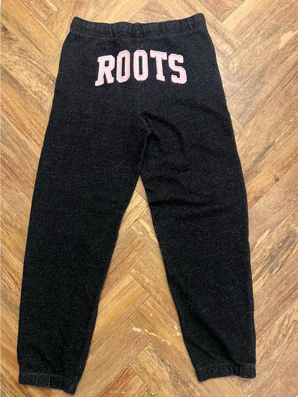 Roots Kids Black Pepper Pale Pink Logo BF Sweatpants - Holiday 2024 Size 12